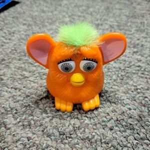 Vintage McDonald's Orange Furby Lime green Tuft Hair Happy Meal Toy 1998